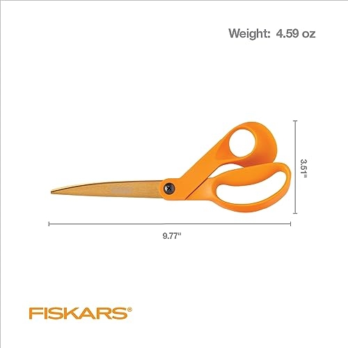 Fiskars Titanium Shop Shears, Stainless Steel Precision-ground Scissors for All Purposes, Yard and Garden Tool, 9 in, Orange - Image 4