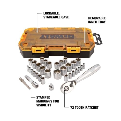 DEWALT Socket Set, 1/4-Inch & 3/8-Inch Drive, SAE/Metric, 34-Piece (DWMT73804) - Image 5
