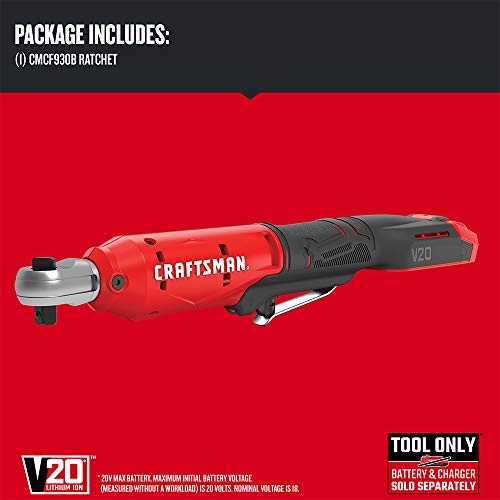 CRAFTSMAN V20 Cordless Ratchet Wrench, 3/8 inch Drive, 300 RPM, up to 35 ft-lbs of Torque, Bare Tool Only (CMCF930B) - Image 10