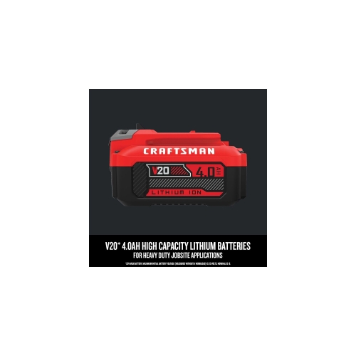 Craftsman V20 Battery and Charger, for Power Tool Kits and Outdoor Tools, 4.0 Ah, Lithium Ion Battery (CMCB204-CK) - Image 7