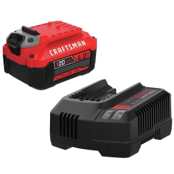 Craftsman V20 Battery and Charger, for Power Tool Kits and Outdoor Tools, 4.0 Ah, Lithium Ion Battery (CMCB204-CK)