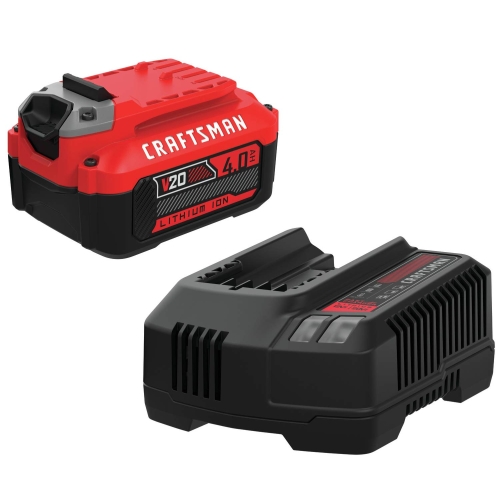 Craftsman V20 Battery and Charger, for Power Tool Kits and Outdoor Tools, 4.0 Ah, Lithium Ion Battery (CMCB204-CK)