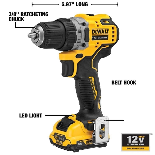 DEWALT XTREME 12V MAX* Cordless Drill/Driver Kit, 3/8-Inch (DCD701F2) - Image 8