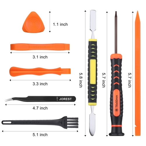 JOREST Repair Kit for Xbox One/360/X PS4 PS3 PS5, PH0 T6 T8 T10 Torx Security Screwdriver, Crowbars,Tweezers, Cleaning Tool for Controller and Console - Image 5