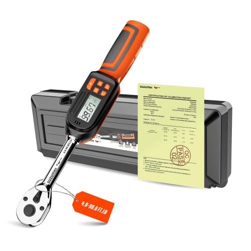 SUZUME Digital Torque Wrench 3/8 Drive (4.9-99.6 Ft. Lb/ 6.6-135 N.m)±2% High Accuracy Digital Torque Wrench with Buzzer and LED Flash Notification Four Units of Measure Torque Wrenches Digital