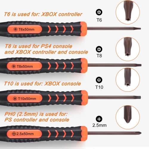 JOREST Repair Kit for Xbox One/360/X PS4 PS3 PS5, PH0 T6 T8 T10 Torx Security Screwdriver, Crowbars,Tweezers, Cleaning Tool for Controller and Console - Image 6