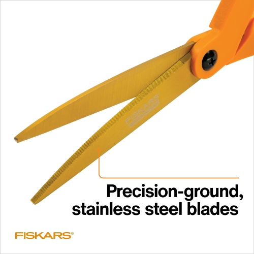 Fiskars Titanium Shop Shears, Stainless Steel Precision-ground Scissors for All Purposes, Yard and Garden Tool, 9 in, Orange - Image 6