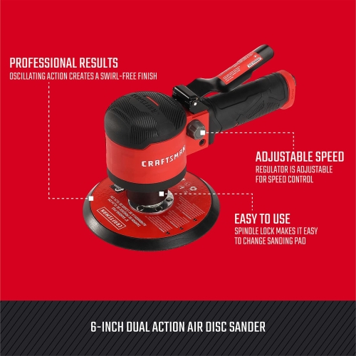 CRAFTSMAN 6-in Dual Action Sander, Swirl-Free Finish, Adjustable Speed Control, Durable Build, Ideal for Wood and Metal Projects - Image 9