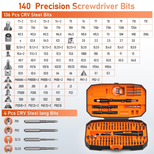 JOREST 152 in 1 Precision Screwdriver Set, Tool Gifts for Men, Magnetic Tool Kit with Torx Triwing Bits, Repair for Electronics,Macbook, Laptop, PC, RC, PS5, iphone,Jewelers, XBOX, Glasses - Image 6