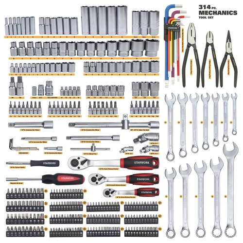 STARWORK TRUE MECHANIC™ 314-Piece Mechanics Tool Set and Socket Set, Professional Metric Set - Image 5