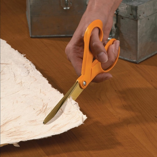 Fiskars Titanium Shop Shears, Stainless Steel Precision-ground Scissors for All Purposes, Yard and Garden Tool, 9 in, Orange - Image 2