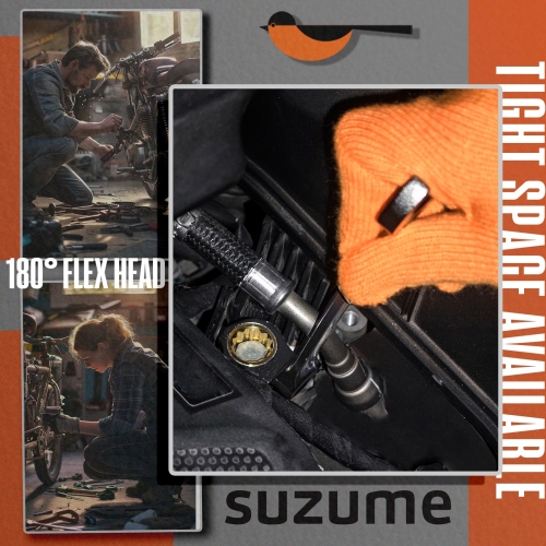 SUZUME 24-Piece Metric and SAE Flex Head Ratcheting Wrench Set 72 Teeth Cr-V Steel Ratcheting Wrench Set with 180° Flex Head Ratchet Wrenches Set For Auto,Machine Repair - Image 6