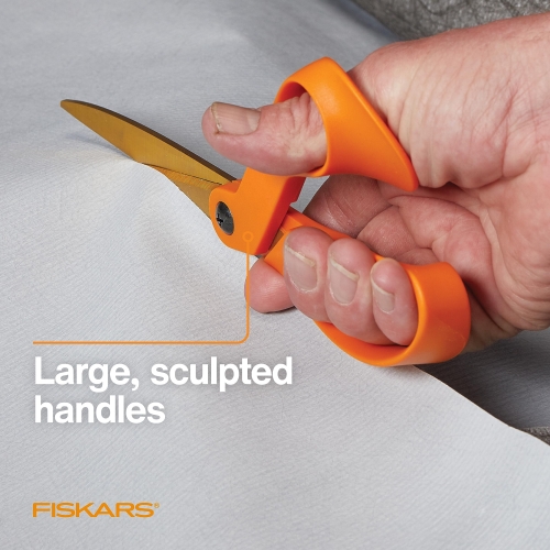 Fiskars Titanium Shop Shears, Stainless Steel Precision-ground Scissors for All Purposes, Yard and Garden Tool, 9 in, Orange - Image 5