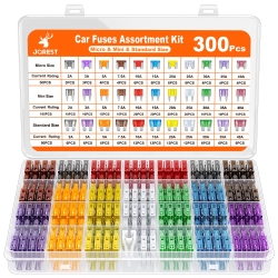 JOREST 300Pcs Car Fuse Assortment Kit, 160 Mini Blade Fuses Automotive + 90 Standard Auto Fuses + 50 Micro Fuse + 1 Puller – for Car/RV/Truck/Motorcycle(2Amp 3A 5A 7.5A 10A 15A 20A 25A 30A 35A 40A)